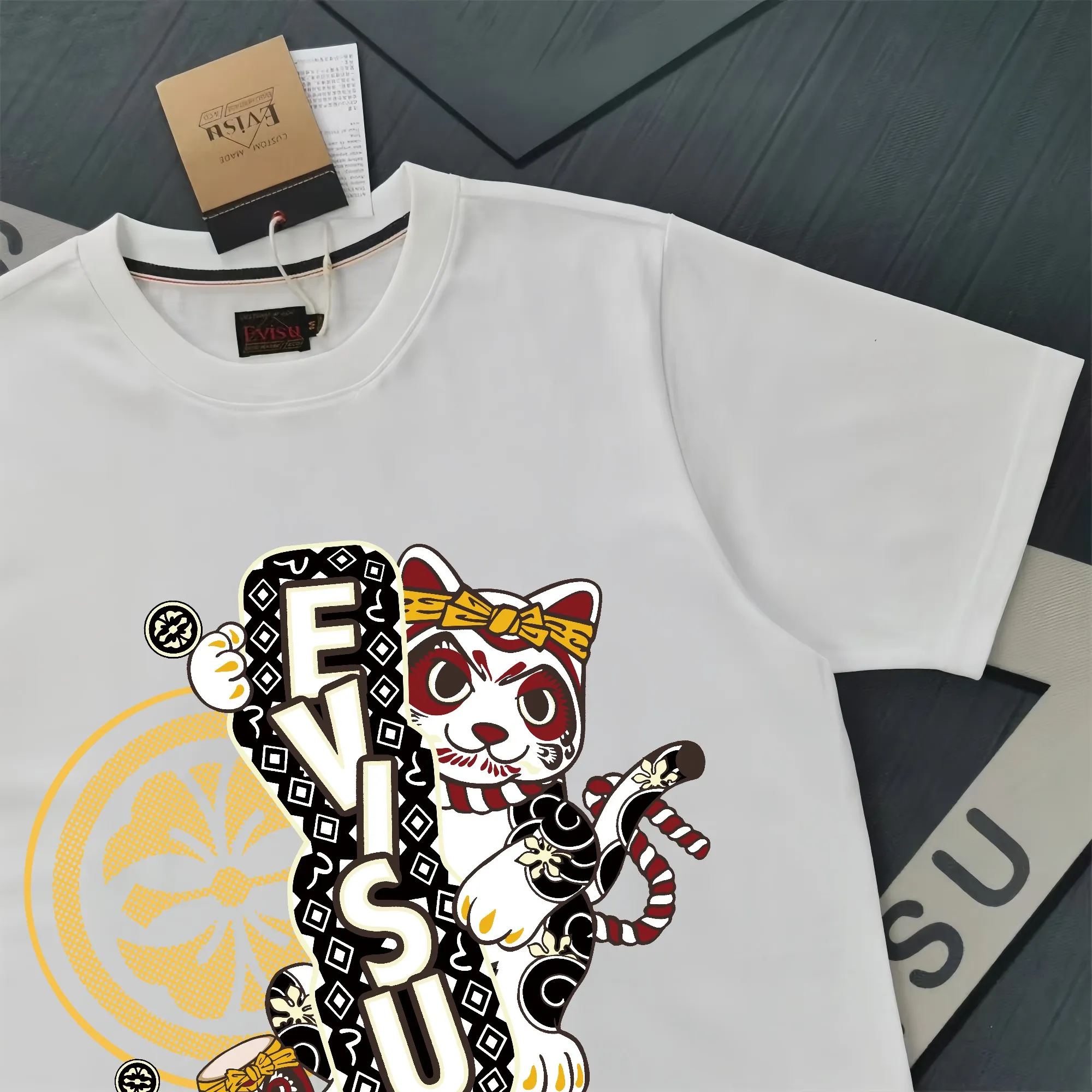 Evisu 2025New Arrival T ⚠ Quality⚠ Same Style T 。 ，Black S-XXL，White S-XXL，Gray M-XXL，Red S-XXL， Red M-XXL